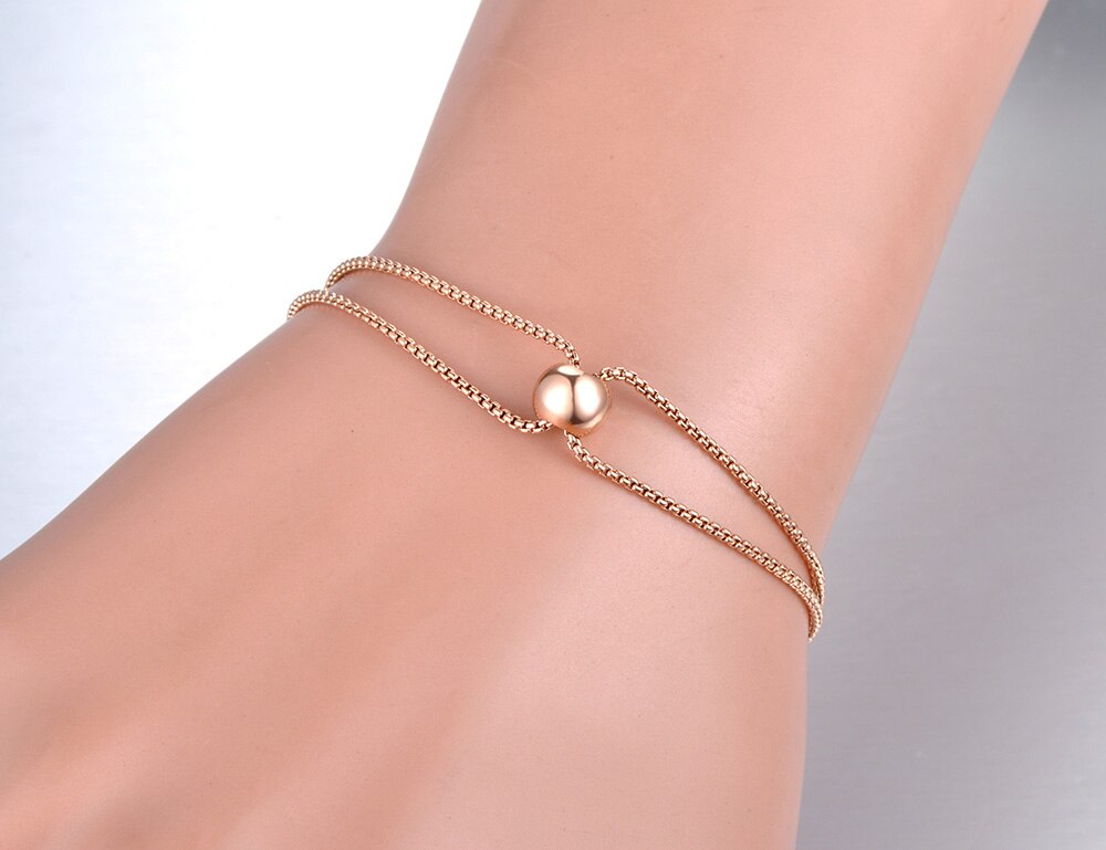Lokaer Trendy OL Style Double Layers Charm Bracelets Bangle For Women Stainless Steel Box Chain Bohemia Summer Jewelry B19058