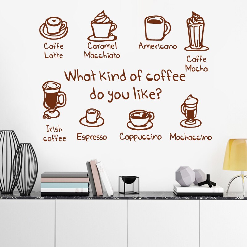 Coffee Shop Sticker Bean Milk tea Decal Cafe Cup Vinyl Art Wall Decals Decor Mural Decoration Break Coffee Glass Decals CAFE1003
