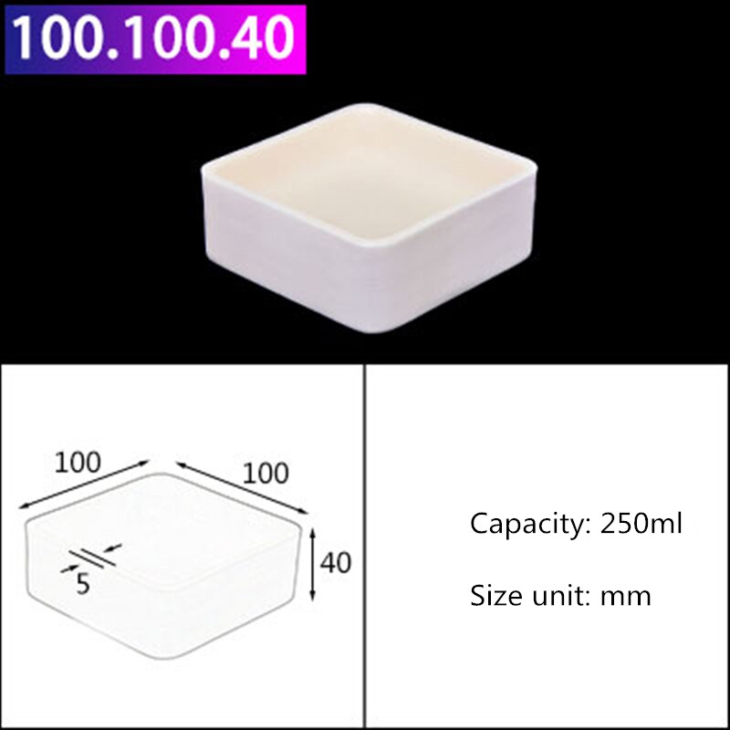 99%Al2O3 High Purity Square Alumina Ceramic Boat Corundum Crucible/ Sintered Crucible High temperature resistance 1600℃: 250ml