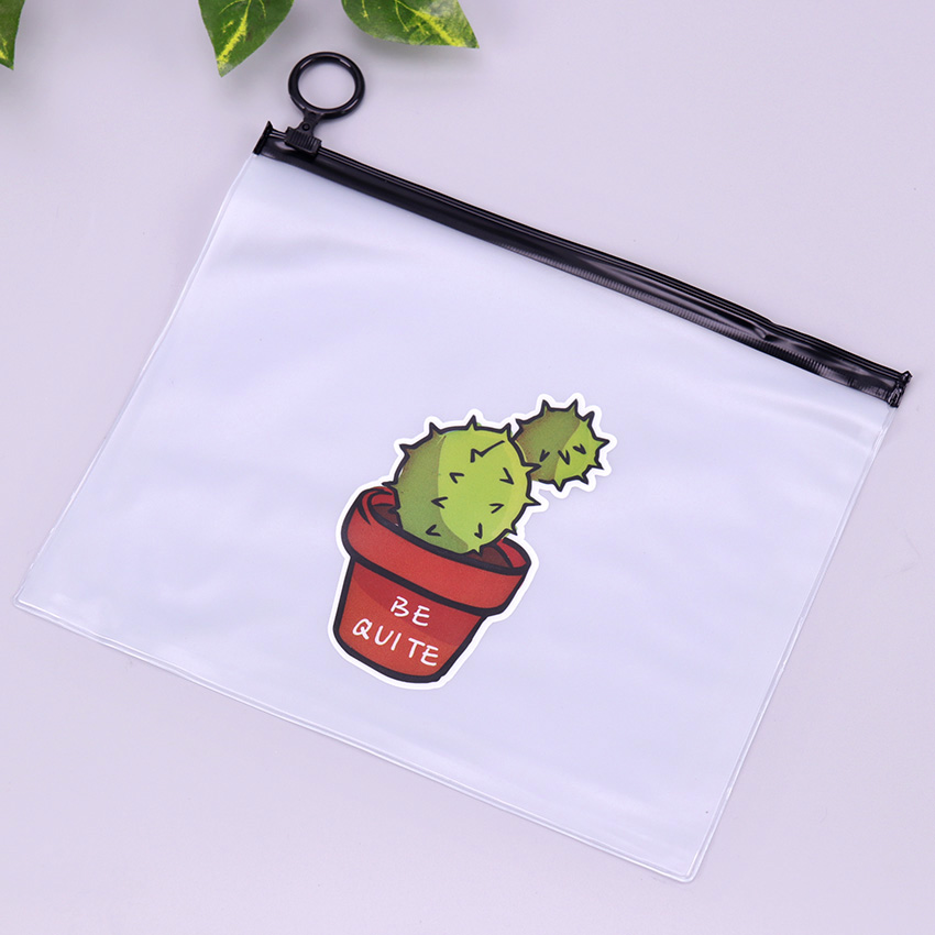 Cactus PVC Waterproof Pencil Cases Transparent Stationery A5 File Folder Storage Office School Supplies Pencil Bags for Girls: One Cactus