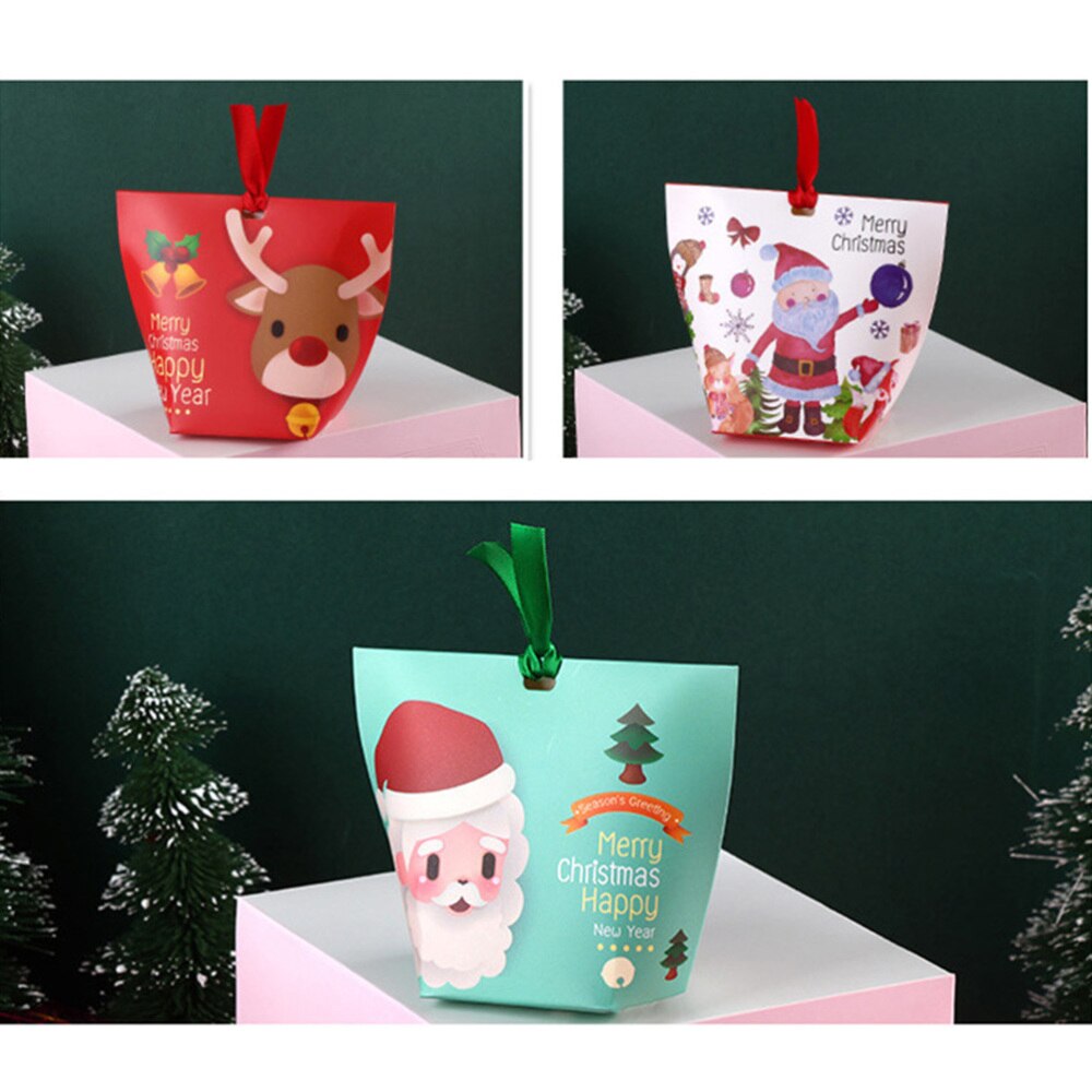 25pcs Christmas Biscuits Box Adorable Cookies Chocolate Cases Xmas Elements Presents Boxes for Home Party Festival (Red, Ek Patt