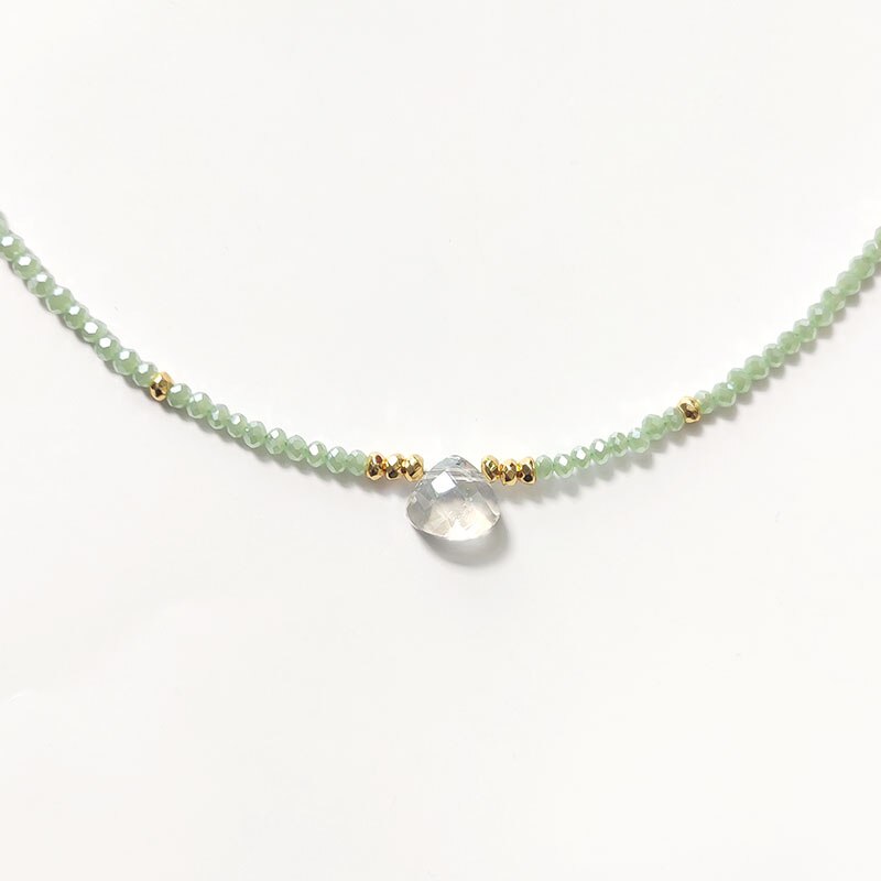 Summer Crystal Beaded Necklace Women Exquisite Versatile Neck Accessories Light Green Beadsцепочка На Шею Женская