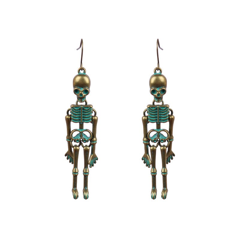 Halloween Oorbellen Schedel Skelet Ear Festival Thema Lichtmetalen Dark Punk Oor Sieraden Cadeau Voor Meisjes 1.8*7.2cm Tt @ 88