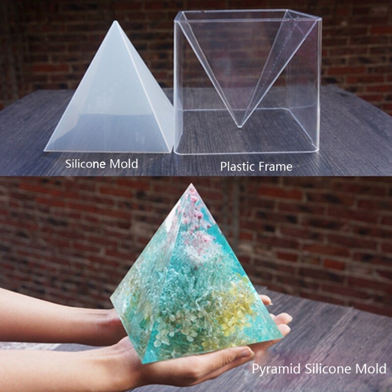 DIY Pyramid Resin Mold Set Large Silicone 3D Pyramid Molds Home Decor 15cm/5.9" U7ED