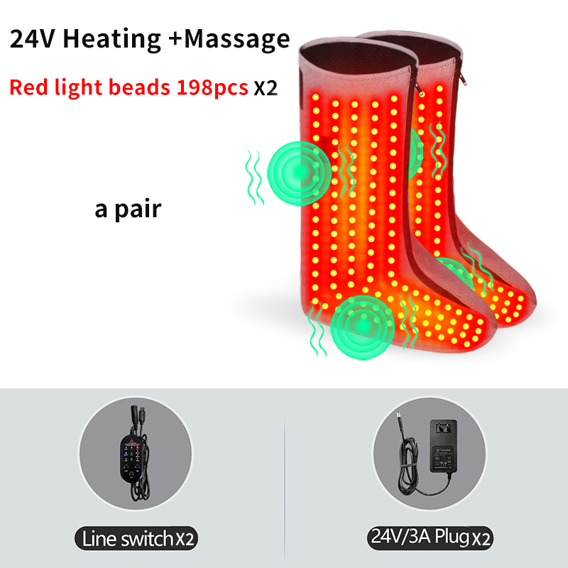 Red Light Heated Wrap Leg Boots/Stiff Toes/Varicose Veins/Boosts Blood Flow/Foot Massager with Adjustable Tightness/Home Use: Gold / EU Plug