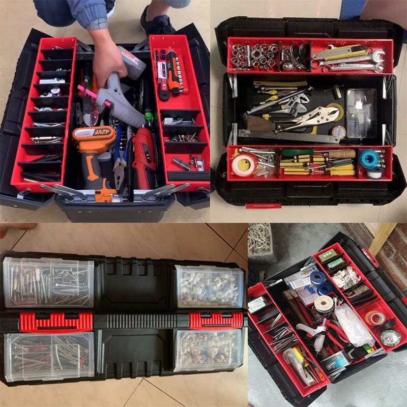 Kunststoff Werkzeugkasten Hardware- Lagerung falten fallen Hause Multi-funktion Auto Reparatur Kasten Werkzeug Tragbare fallen Große Elektriker Werkzeug Kasten
