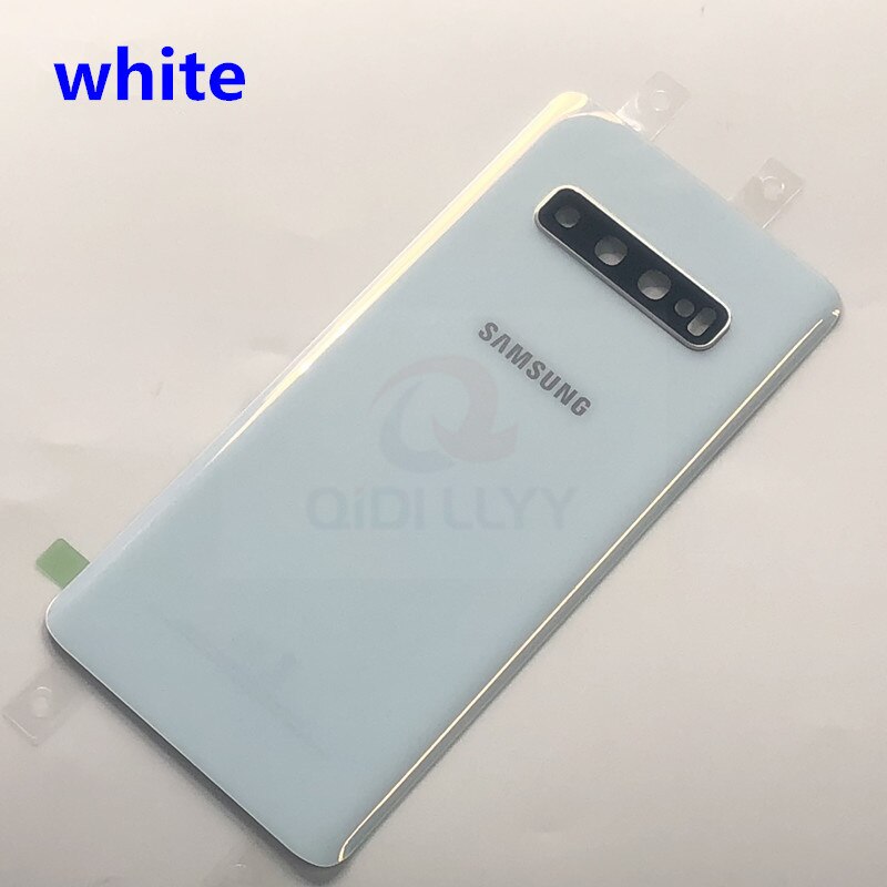 Sostituzione vetro posteriore per Samsung Galaxy S10 G973F S10 + G975F S10E G970 coperchio batteria custodia porta posteriore + sticke impermeabile: S10 White