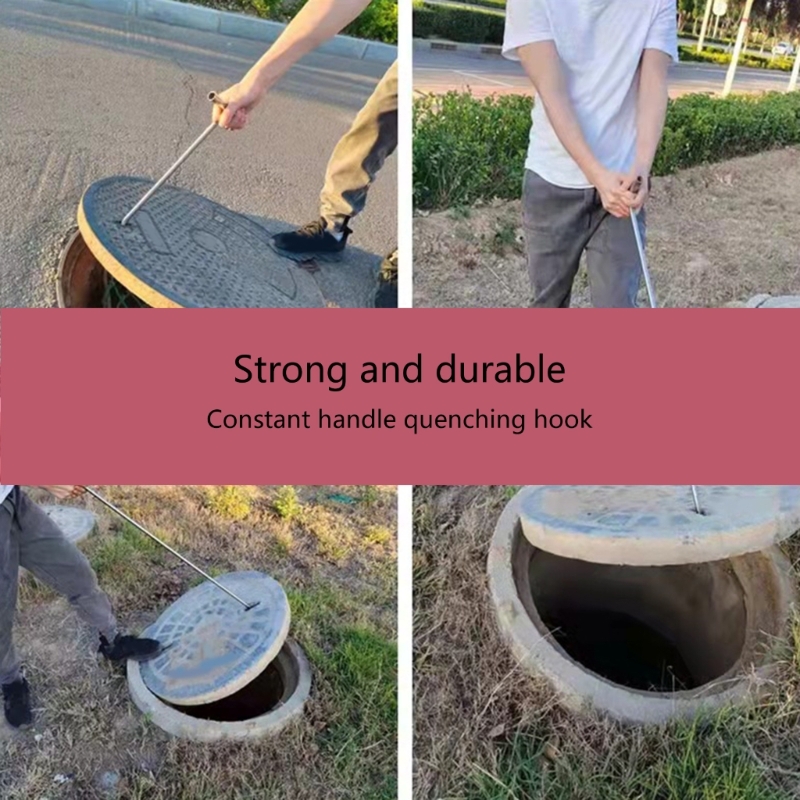 Brunnslockskrok kraftig stålbruns-t-krok brunnslyftkrok t-krok dragkrok för öppning av brunnslock