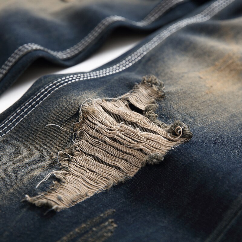 Pantalones vaqueros holgados para hombre, Jeans rasgados y rasgados de estilo Hip Hop, Retro, rodilla, Rap, agujero, cremallera, locomotora, talla grande