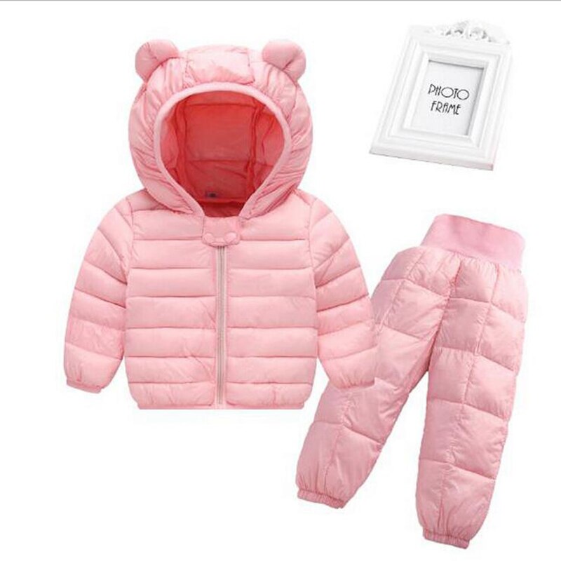 Mode Pasgeboren Kids Warme Kleding Set 2 Stuks Katoen Gewatteerde Jas + Broek Baby Jongens Meisjes Warme Jas Kids winter Casul Pakken