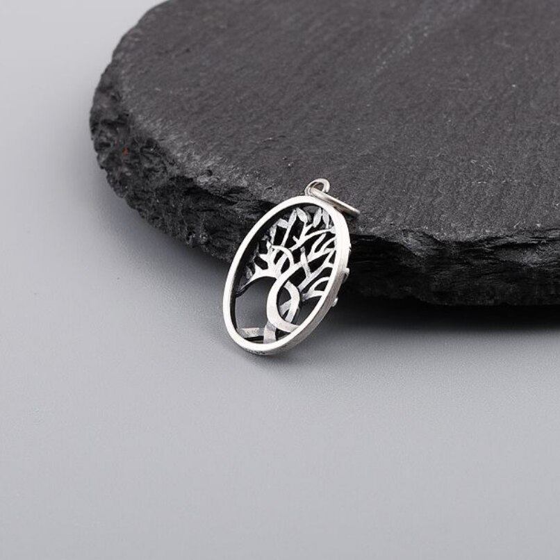 Echte Zilveren Originele Handgemaakte Life Tree Hanger Man Vrouw S925 Sterling Thai Zilveren Klassieke Gesneden Kleine Boom Hanger Sieraden