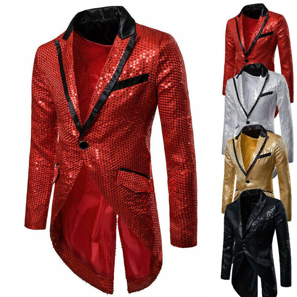 Mænds afslappet slim fit formel jakkesæt med én knap blazer frakke jakke fest mænd blazer hel kjole udføre kostume swallowtail