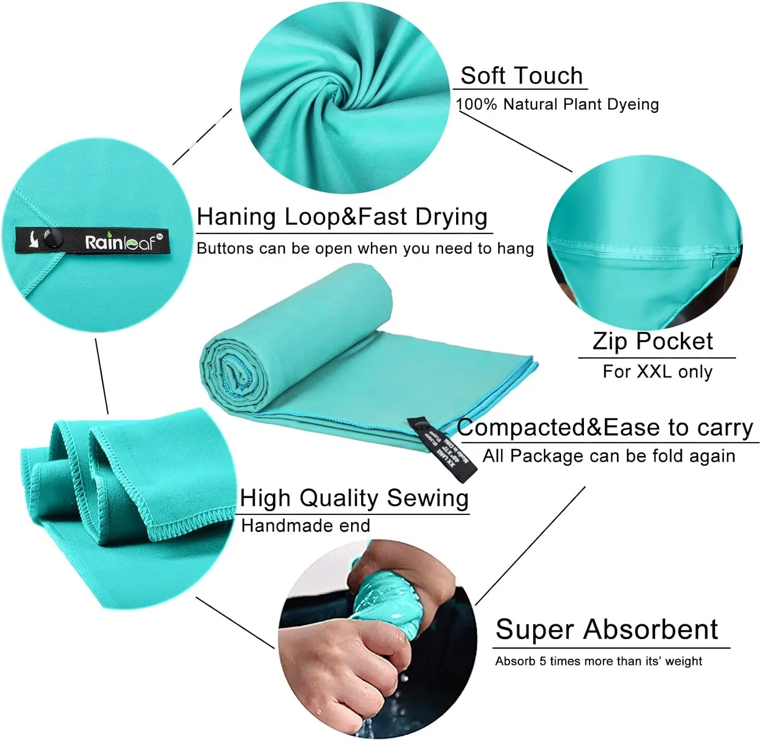 Microfiber Handdoek Perfect Reizen & Gym & Camping Handdoek. Snel Droog-Super Absorberend-Ultra Compact-Lichtgewicht Zwemhanddoeken