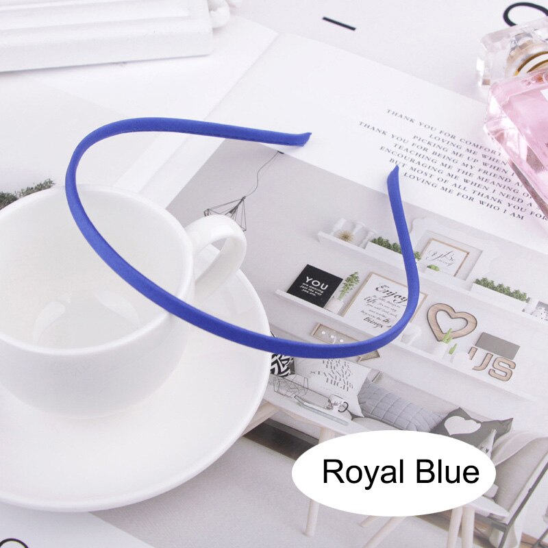 10 sztuk zwykły stałe 5MM satynowa pokryte żywicy Hairbands ze stali nierdzewnej pałąk akcesoria do włosów dla dorosłych dzieci prezent: royal blue