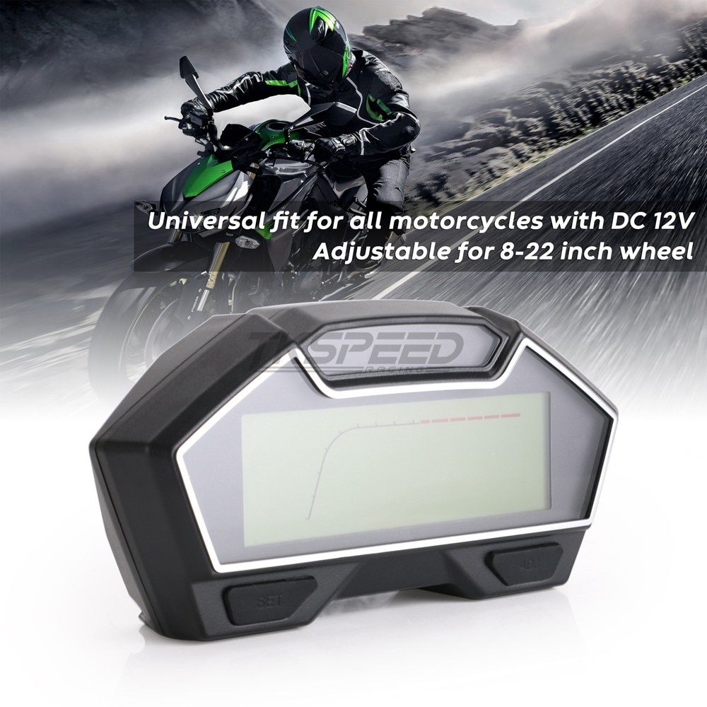 For 2,4 cylinder LCD Motorcycle Racing Street Bike Speedometer Odometer RPM Speed Fuel Gauge 13000RPM DIY Speedometer