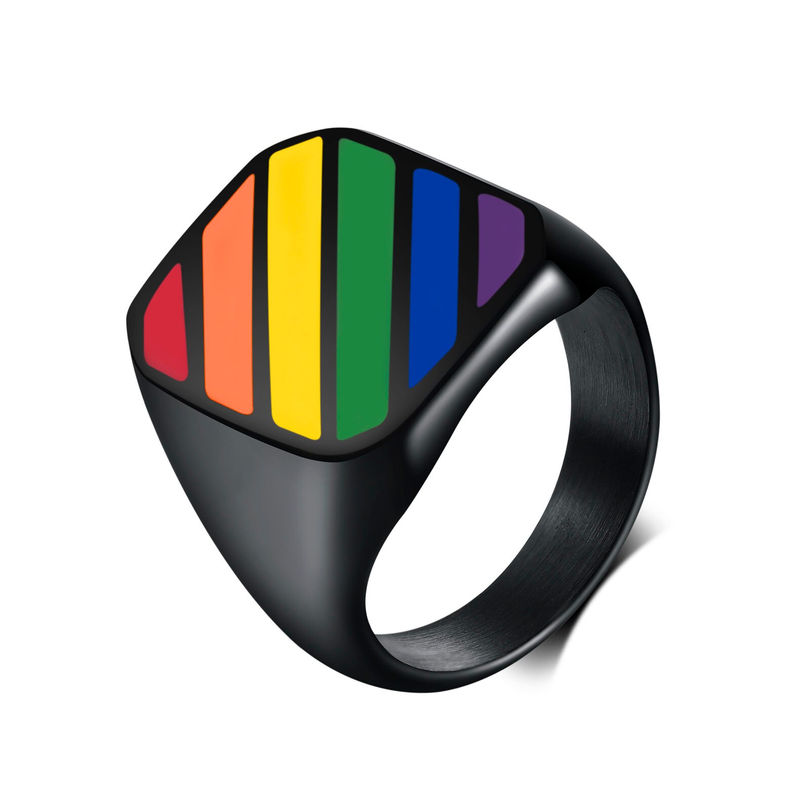 Stainless Steel Rainbow Ring Men Promise Jewelry Lesbian Gay Pride LGBT: 9 / 467B