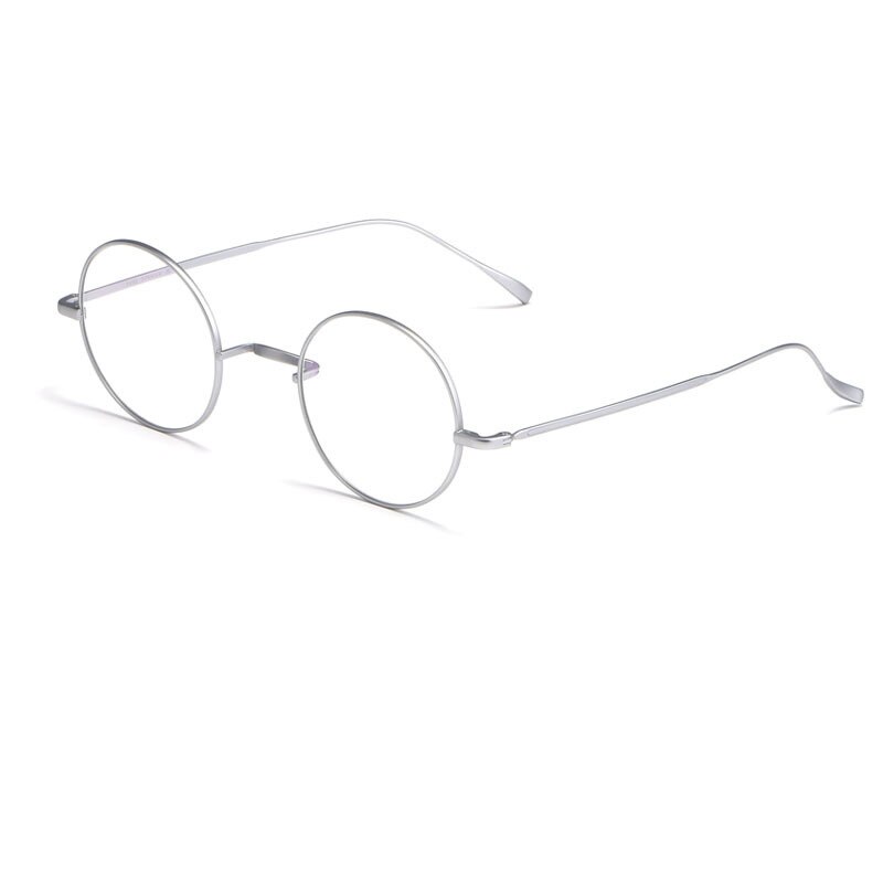 Lunettes rondes en titane pur pour hommes et femmes, rétro japon, myopie, Prescription optique, montures ultralégères, petites lunettes Oculos: Argent