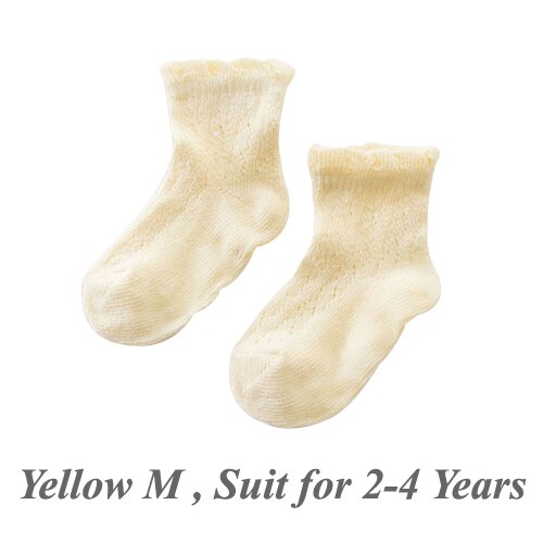 Sommer Baby Mädchen Socken Weiche Baumwolle Mesh Anti-Slip Baby Socken Knöchel Länge Neugeborenen Socken 5 Farben: Yellow M