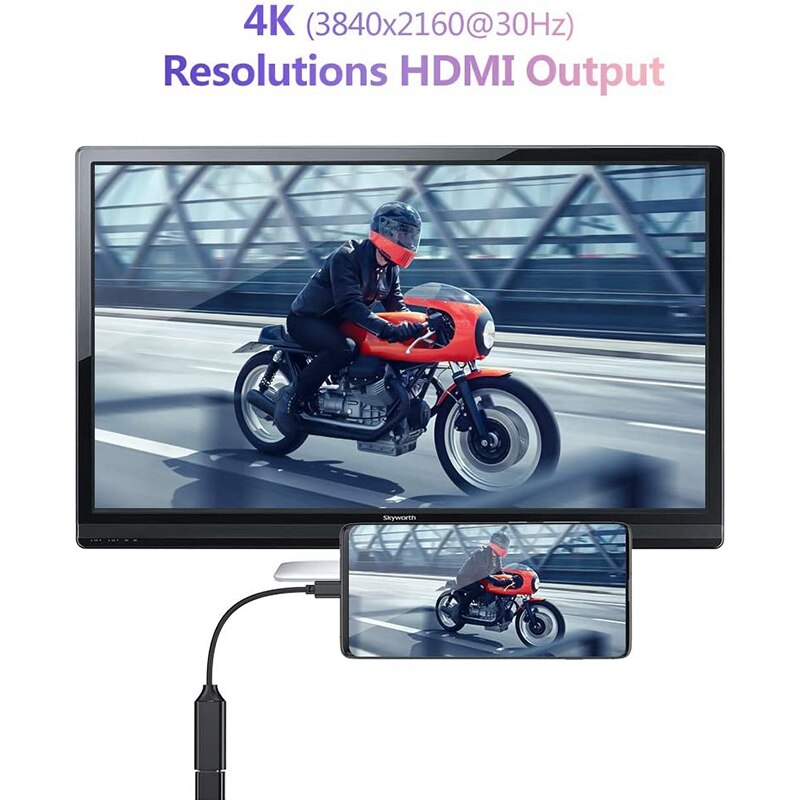 Adaptateur TV USB C vers HDMI, câble HDMI 4K pour/Samsung Galaxy /Huawei Mate 20 P20 Pro type-c vers USB HDMI
