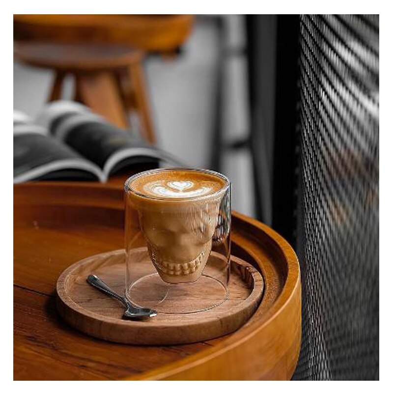 1/2/4/8 PC Skull Head Wind Glass Cup 25/75/150/250ML Double Wall Whiskey Beer Coffee Cup Espresso Wine Cups