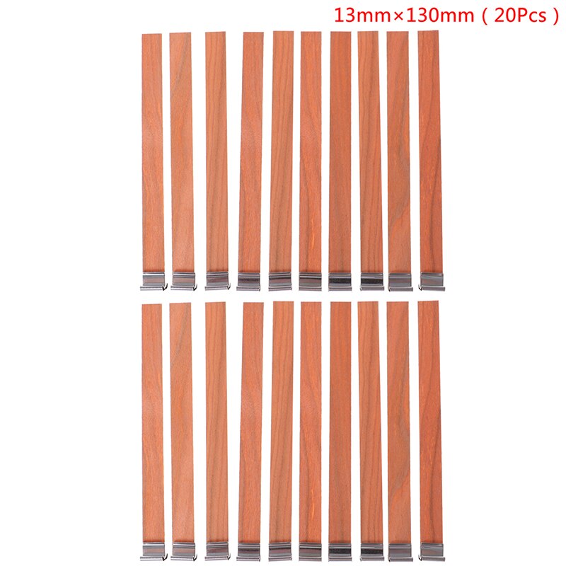 20 stk trælys væge med bærer fanen lys væge kerne til diy stearinlysfremstilling soja parffin voks 12.5mm 75mm 130mm: C