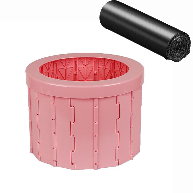 Inodoro plegable portátil para coche, inodoro de Camping, Cubo de viaje, asiento de inodoro para Camping, senderismo y viaje largo: Pink