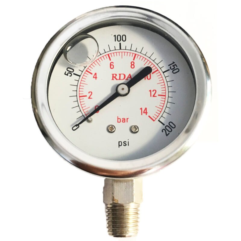 Sp 0-160 psi 11 bar 60mm 1/4 kierre radiaalinen ruostumattomasta teräksestä valmistettu manometri nesteellä täytetty painemittari ilma öljy vesi hydraulipaine: 14 bar