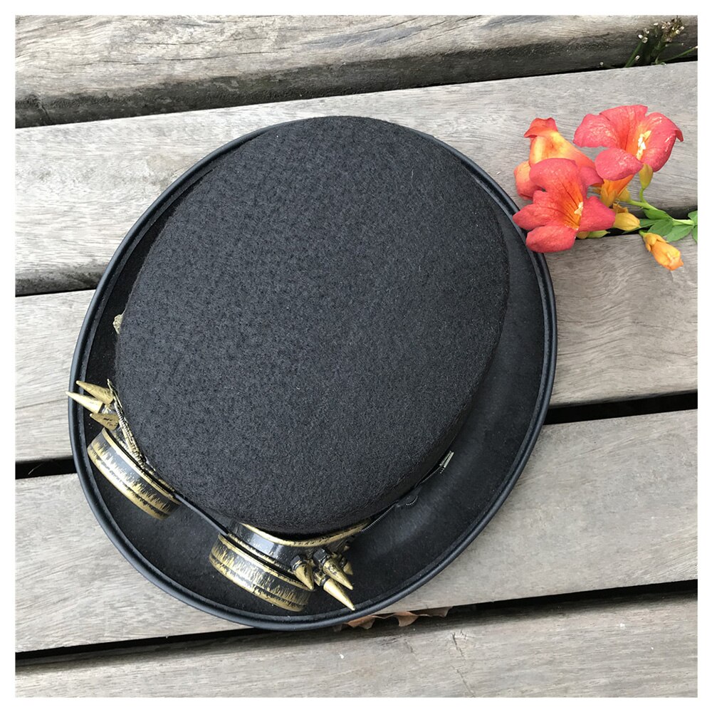 Men Women Handmade Steampunk Top Hat With Gear Glasses Magic Hat Performance Bowler Hat Size 57CM Steampunk Hat