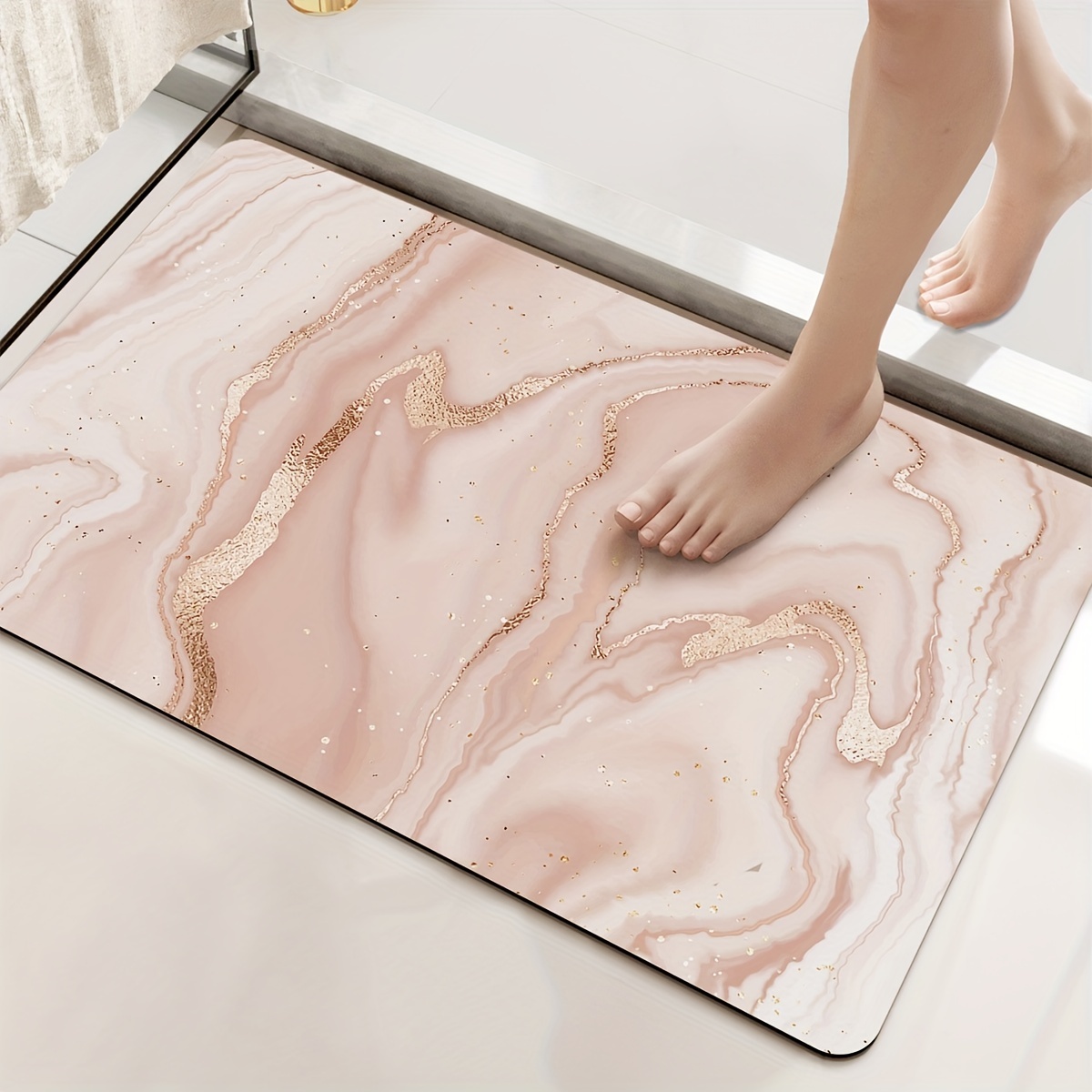 Marmorierung Muster Badezimmer Rutschfeste Matte Saugfähige Toilette Bodenmatte Haushalt Schlafzimmer Türmatten Waschraum Teppich Küche Teppiche: Rosa / 1700MMx2400MM