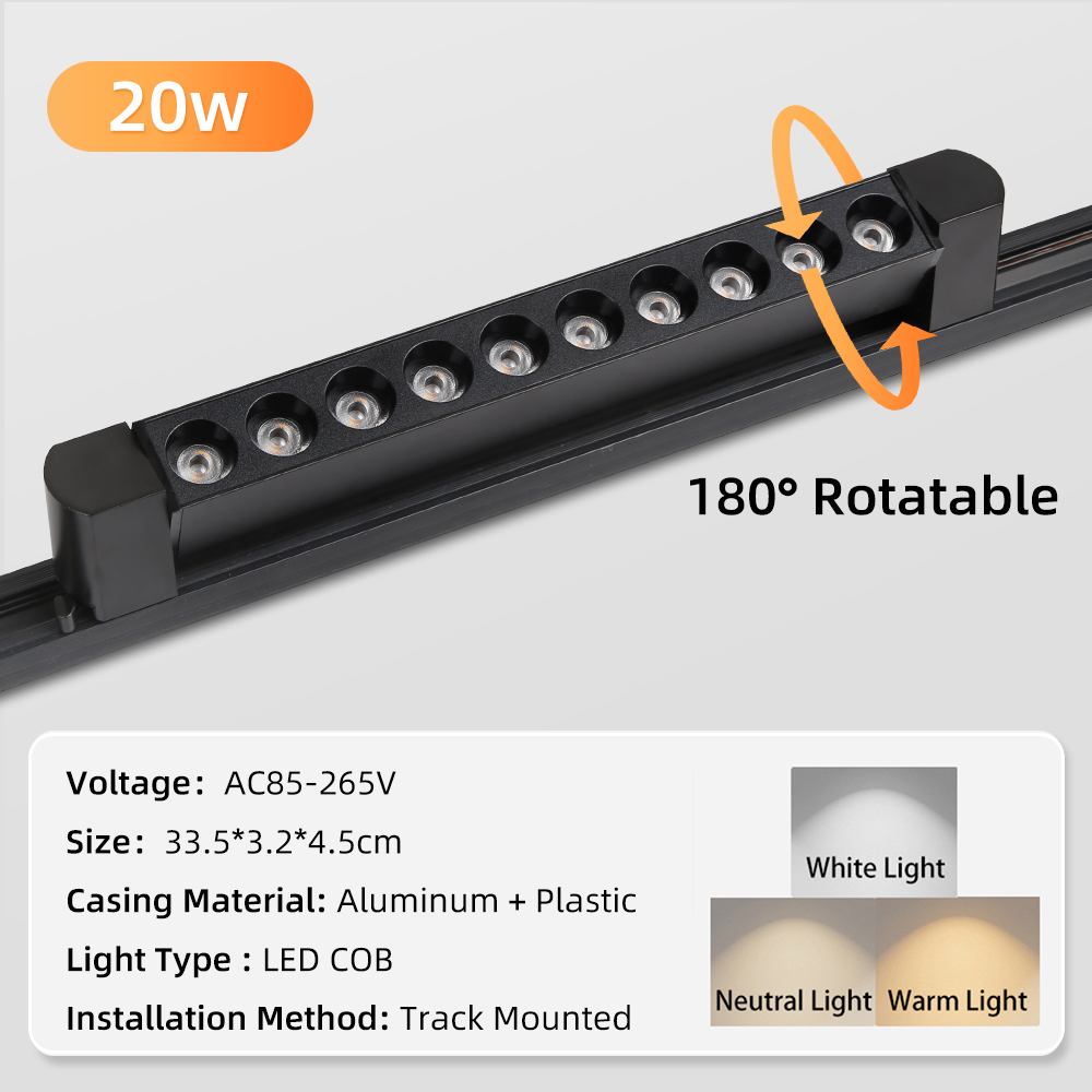 Plafoniera a binario a led 110V 220V Luci di illuminazione su binario 10W/20W Faretti per illuminazione a soffitto per la cucina domestica Camera da letto: LIGHT BLUE / Blu