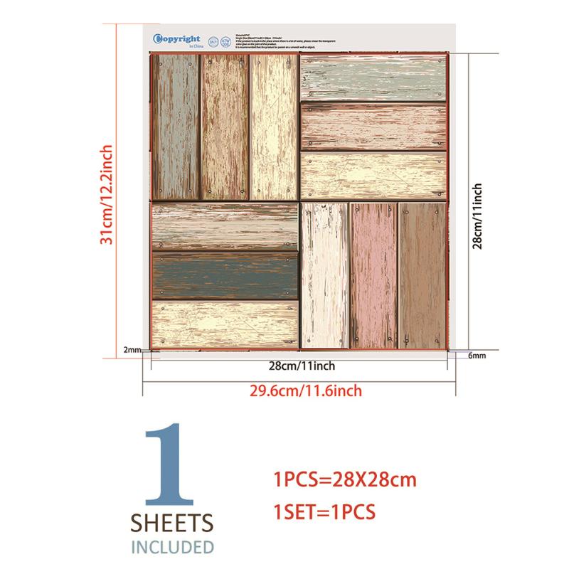 Nordic Wall Stickers Kitchen Bathroom Tile 3D Wooden Pattern Wall Tile Stickers Waterproof Self-adhesive Decal