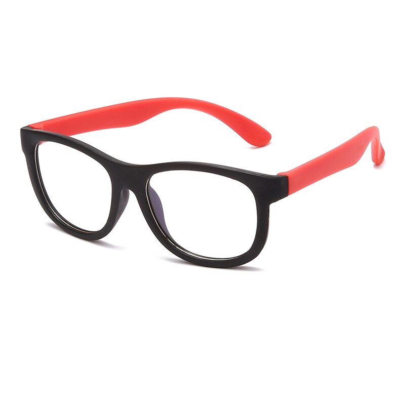 Longkeeper børn anti blå lys briller børn fleksible  tr90 firkantede briller drenge piger klar linse  uv400 briller briller: Sort rød