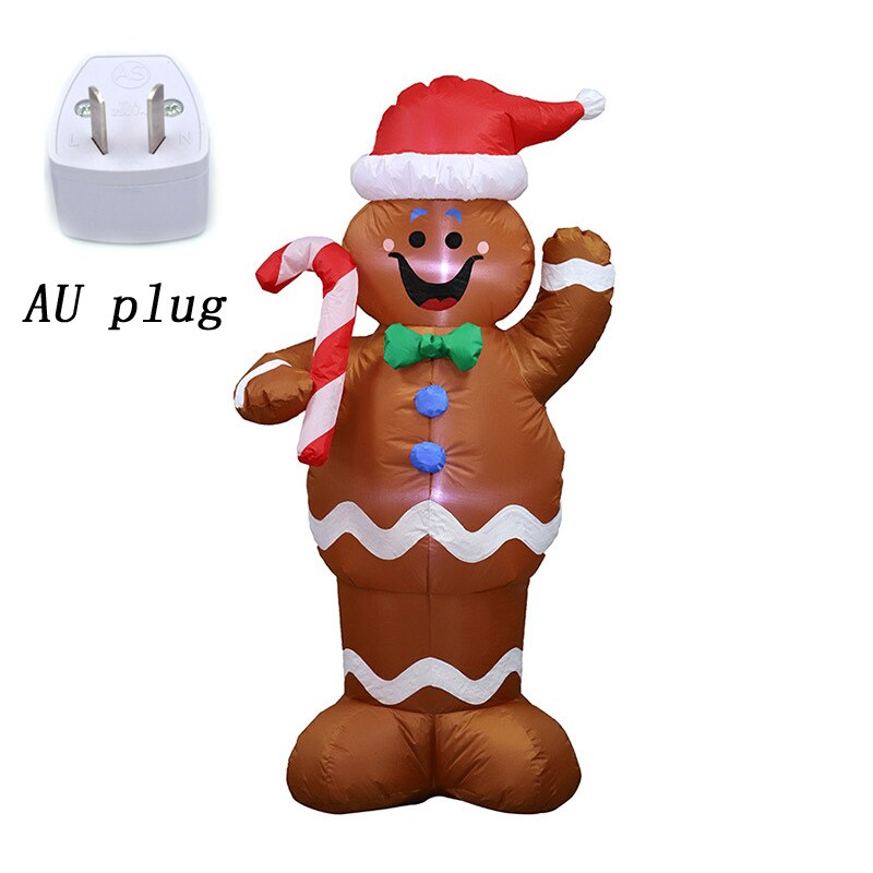 Kerst Opblaasbare Led Gingerbread Man Cookie Met Led Verlichting Indoor Outdoor Yard Airblown Decoratie Fun Xmas Party Display: AU plug