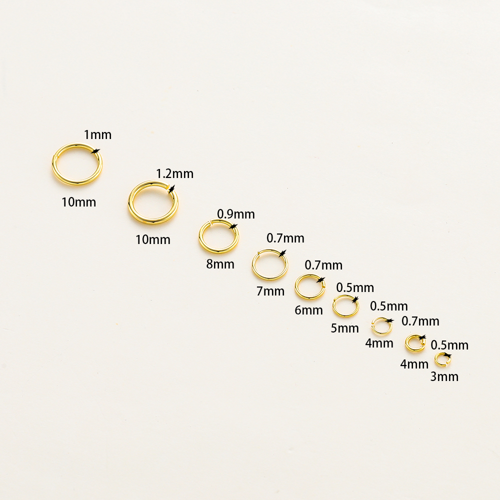 50-200/lote de collar de oro de 14K y 18K, anillo abierto de salto individual, conector de cierre de langosta, ajuste de anillo dividido, accesorios para hacer joyas DIY