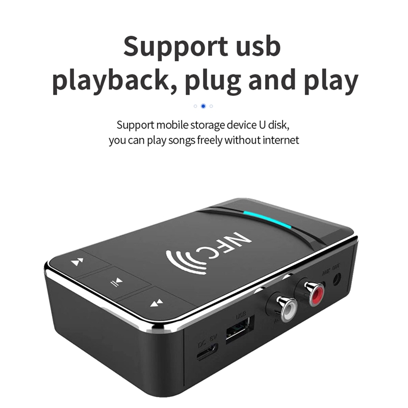 BT300 NFC Bluetooth 5.0 Audio Receiver Transmitter Wireless Stereo Bluetooth Audio Adapter NFC 3.5mm AUX RCA Car Speaker