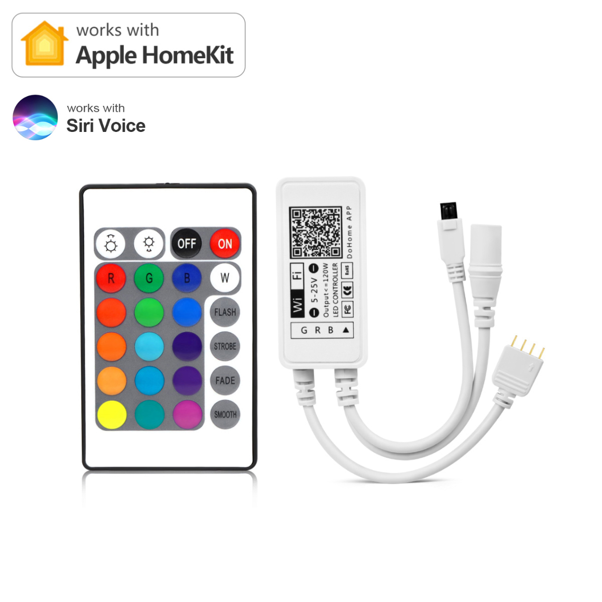 WIFI Switch RGB Controller Work With Apple Homekit Siri Voice Control Power Adapter IR Remote For LED Strip Light DC 12V