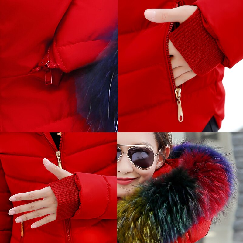 Parka vestes en duvet pour femme, manteaux, blouson femme multicolore, col en fourrure artificielle, à la , veste d'extérieur