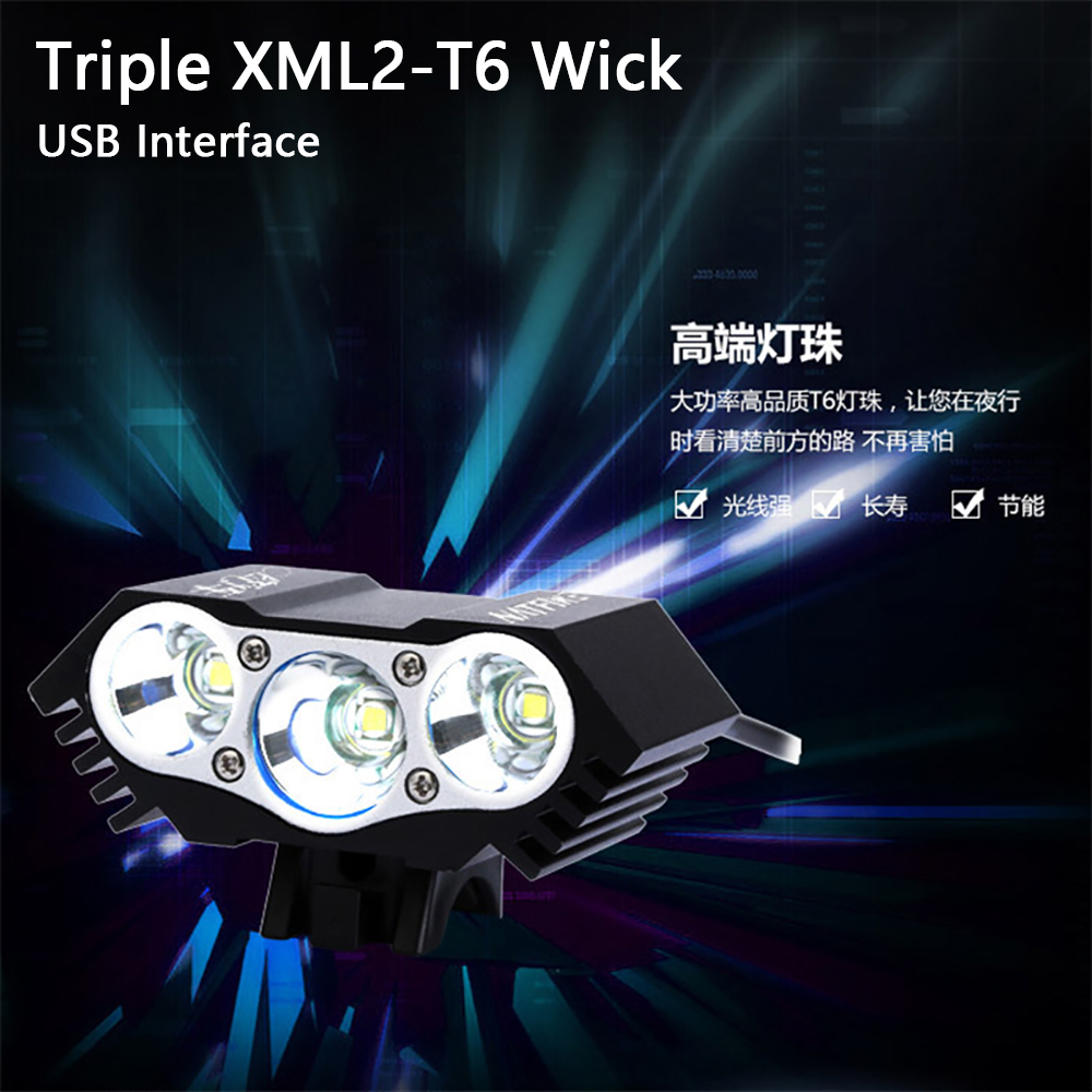 6000 Lumen Triple XM-T6 L2 Fiets LED Licht Zaklamp 5V 2A XML2 Hoge Helderheid Sluit Power Bank USB Interface