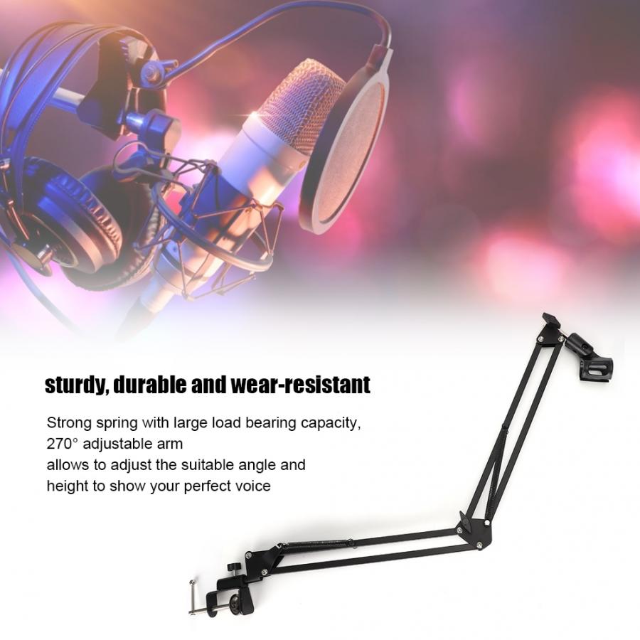 Foldabe Suspension Arm Studio Condensator Microfoon Beugel Stand Clip Holder Tafel Montage mic houder