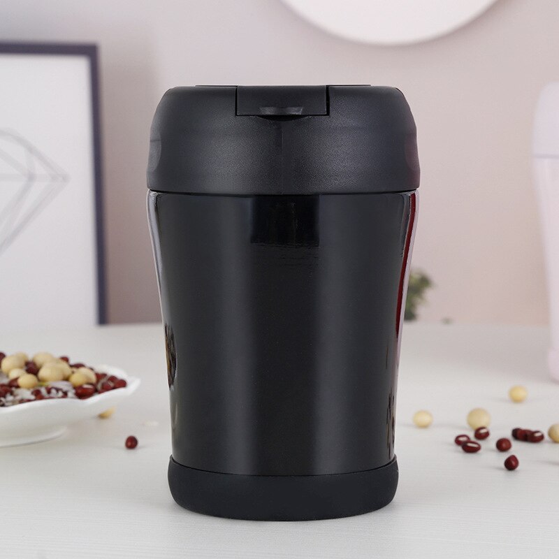 Upors 350ml mattermos med hopfällbar sked 304 rostfritt stål bärbar bento matlåda termoflaska minitermos för mat: Svart