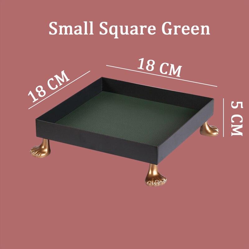 Metal Dice Storage Tray for DND Role Playing Table Games Dice Rolling Jewelry Cosmetic Storage Display Trays: Small Square Green