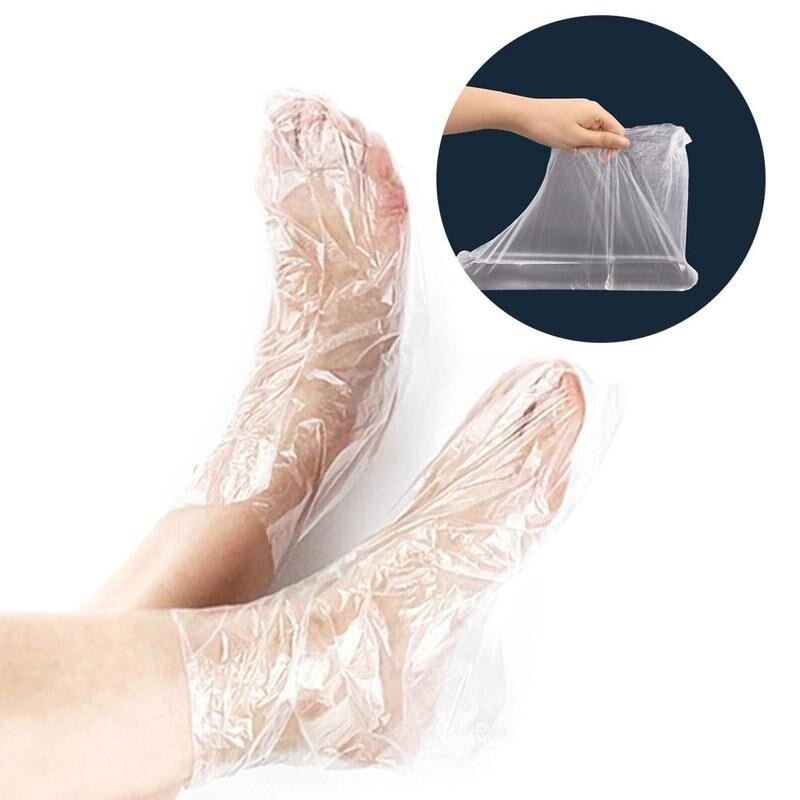 Cubiertas desechables para Pie de plástico, cubiertas transparentes para zapatos, cera de baño de parafina, bolsas de terapia de Spa, botines con forro para el cuidado de los pies, 100 Uds.