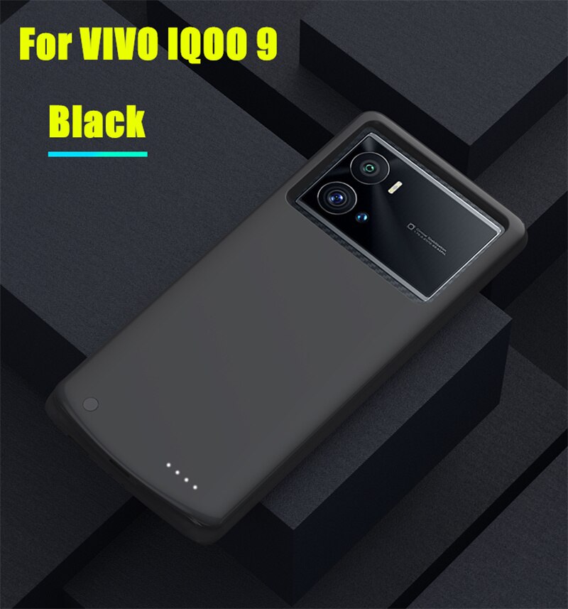 Portable Power Bank Case For VIVO IQOO 9 9 Pro Battery Charger Cases 6800mAh External Charging Battery Powerbank Shockproof Case: IQOO 9 Black