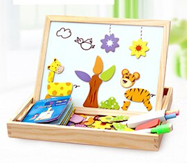 100 + Stuks Houten Magnetische Puzzel Figuur/Dieren/Voertuig/Circus Tekentafel 5 Stijlen Doos Educatief Speelgoed: dongwu