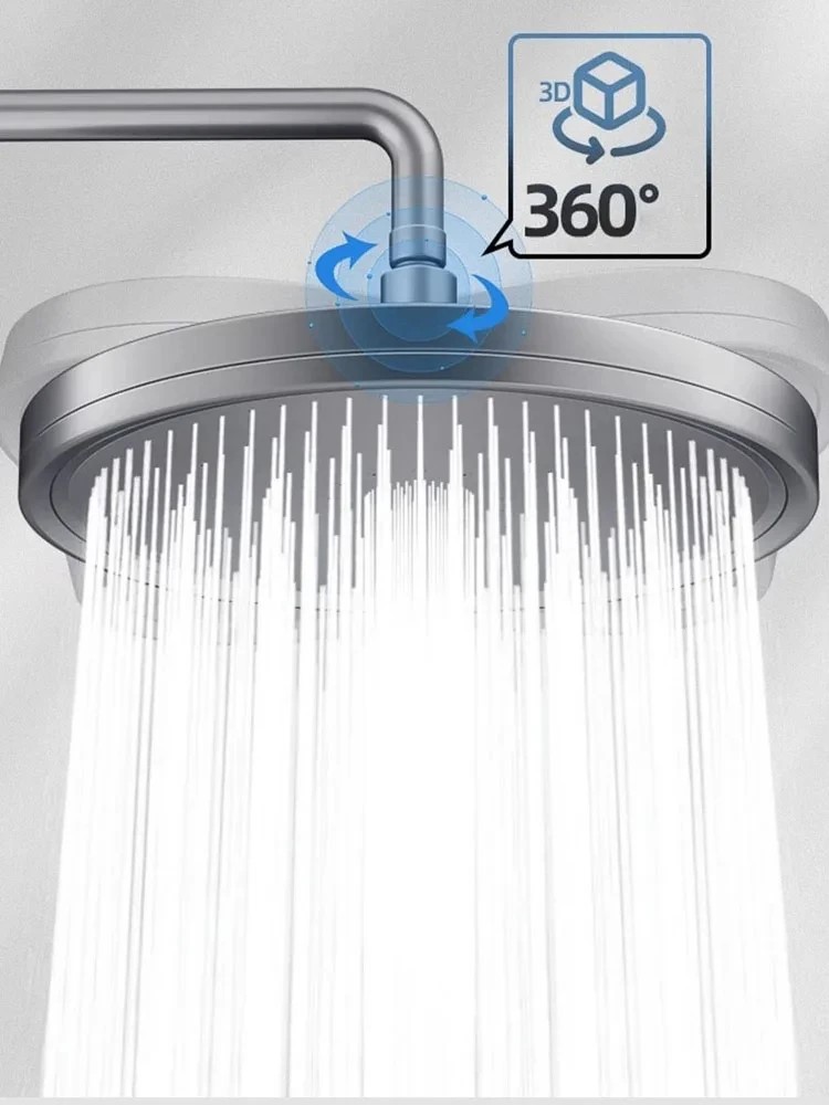 Cabezal de ducha de lluvia de 6 modos, cabezales de ducha de lluvia superiores de alta presión para baño, ° Accesorios para grifos de ducha con rociador superior