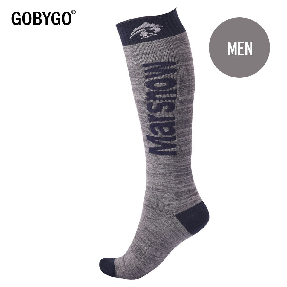 GOBYGO Winter Warme Kinder Männer Frauen Thermische Ski Socken Dicker Baumwolle Sport Snowboard Radfahren Skifahren Socken Bein Wärmer Lange Socken: Men Dark Grey