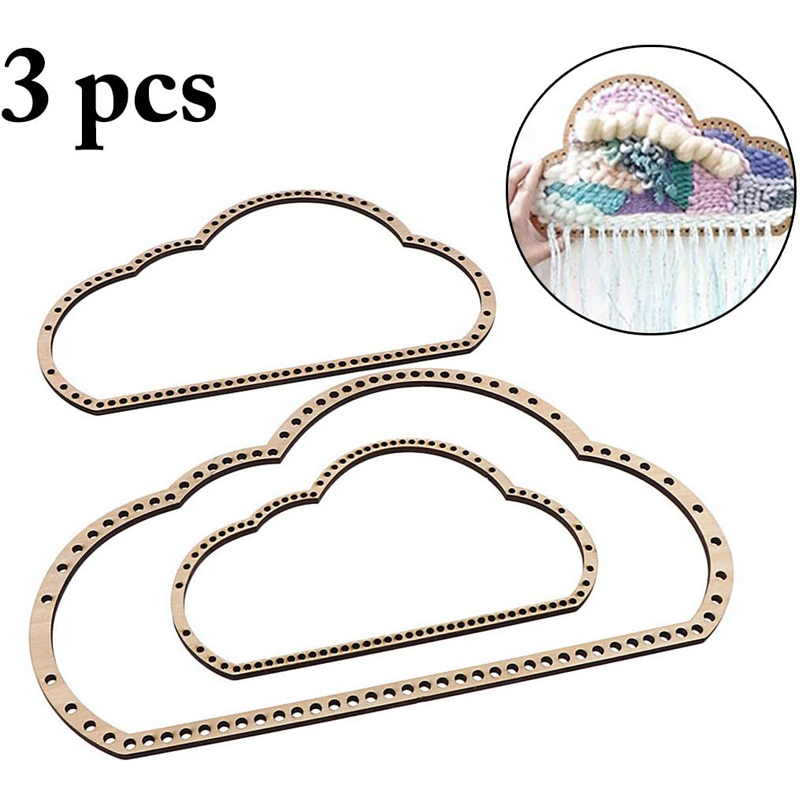 Métier à tisser en forme de nuage en bois, outil de tissage artisanal, Machine tricotée à la main, outil de pendaison murale pour enfants, 3 pièces/ensemble