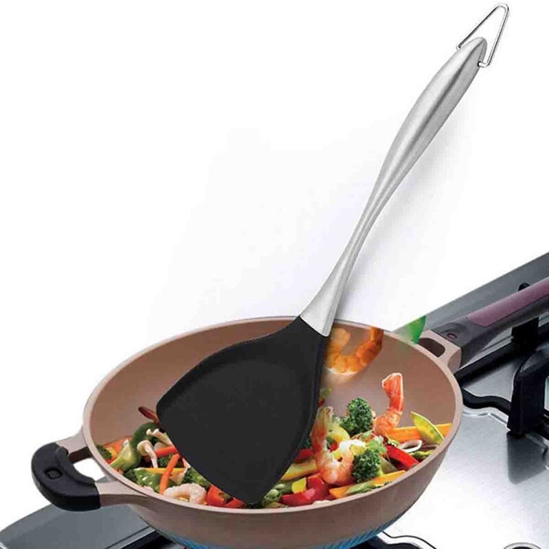 Honglida Premium Silicone Wok Turner BPA Free 600 Fahrenheit Spatula Stainless Steel Handle 14-1/5 Inch for Non Stick