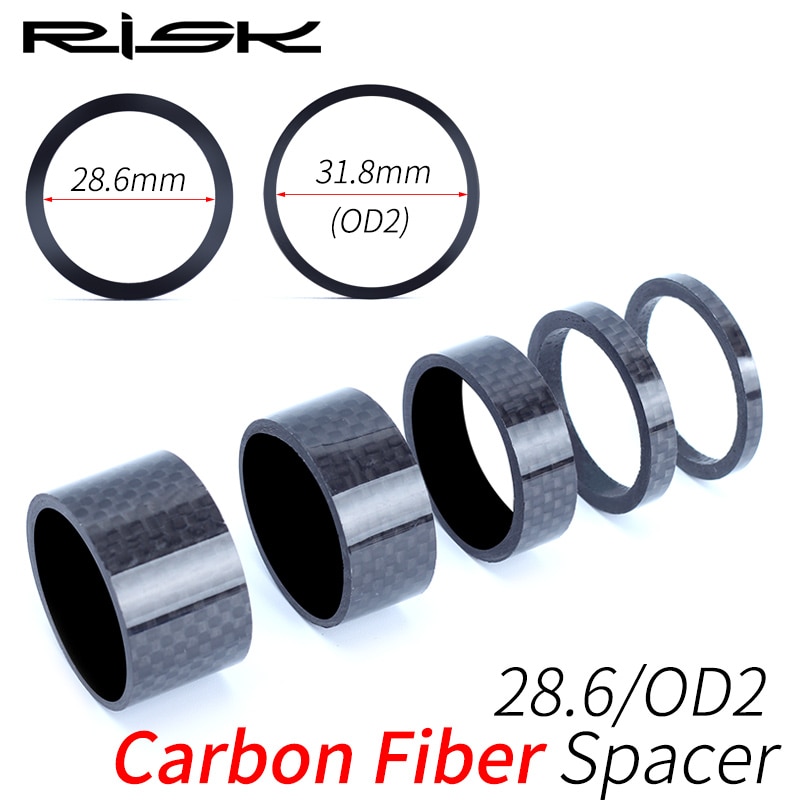 Risiko 5 stk / mye full karbonfiber sykkel hodesett avstandsstykker til 28.6-31.8mm od2 stamme hodesett deler mtb sykkel gaffel karbon vaskemaskin