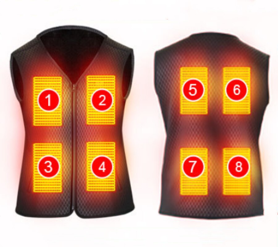 Electric Heating Thermal Vest Jacket USB Battery Powered Smart Heated Men Women Warm Vest For Winter Outdoor Sport Motorcycle: Zone 8 fever / XL